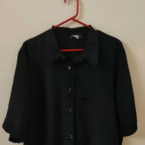 Oversized Black Collar Shirt