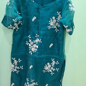 Organza Vshape With Size XXl Long Kurti