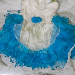 Blue Ruffle Organza Dress