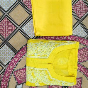 Yellow Chikankari Kurti