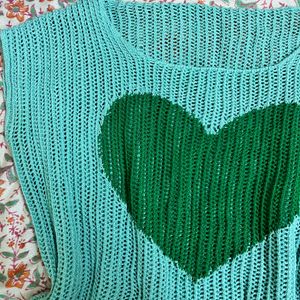 cute crocheted green heart vest