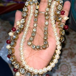 Pearl And Stone Jewellery Set