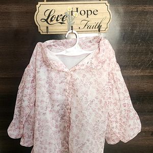 🌸New Cute Lily Floral Shirt With Balloon Sleeve