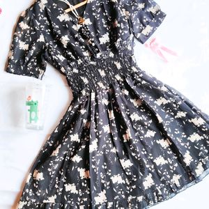 Black Floral Short Dress