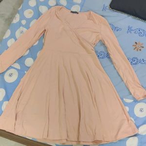 full sleeves dress - peach colour