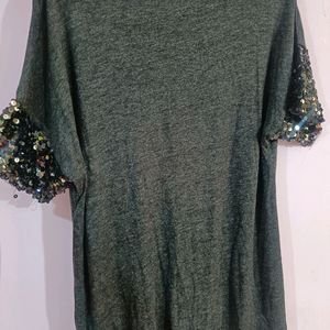 stylish sparkling top with fancy half sleeves