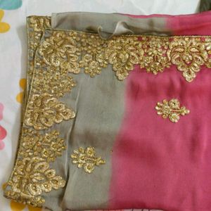 Saree With Golden Embroidery