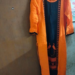 Orange Black Kurta.