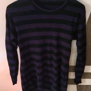 Korean Purple Black Strip Sweater