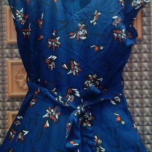 Beautiful Blue Flowers Printed Maxi Dress