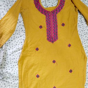 Pure Cotton Yellow Kurti