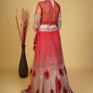 Cherry Red Lehenga Set