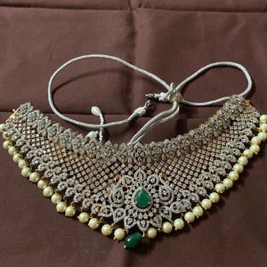 CZ CHOKER WITH PEARLS