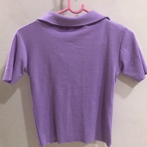 Lilac Purple Short Sleeves Polo Shirt Top