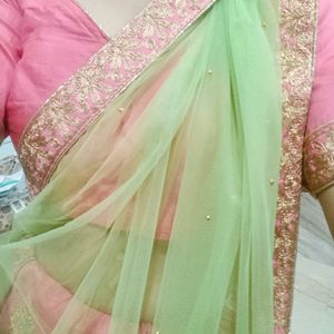 Pink Green Lehenga