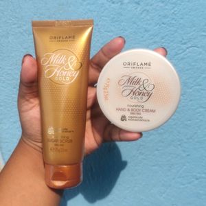 Oriflame 75 Ml Milk Honey Scrub & Body Cream Combo