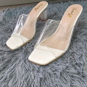 White Transparent Sandals 2.5 Inch Heels