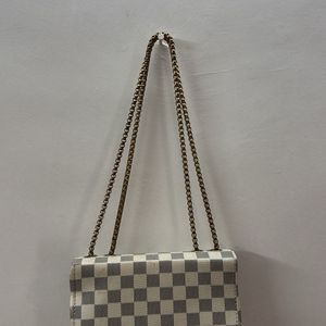 Checkered Beige And Black Sling Bag