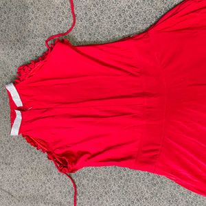 Vintage Red High Neck Party Dress