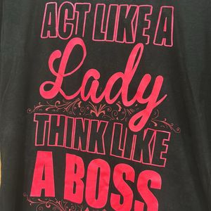 Quoted T-shirt In Black And Pink
