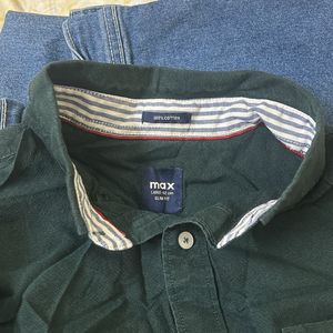 Men Dark Green slim fit casual cotton shirt