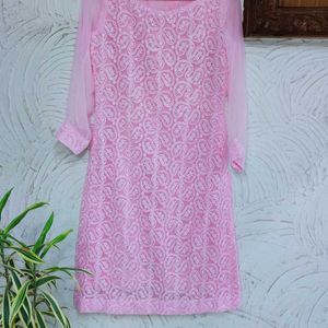 🌸 Embroidered Baby Pink Kurta 🌸