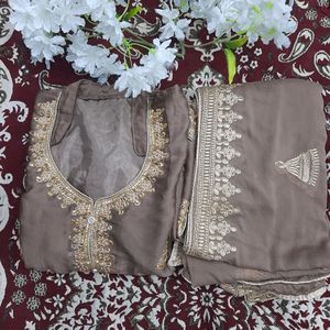 Brown Colour Suit With Pant And Dupatta🤎