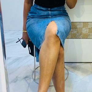 Denim Skirt Comes Below Knees