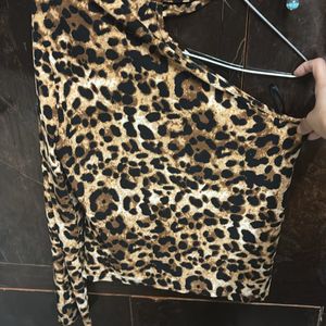 One Shoulder Cheetah Print