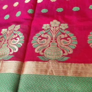 Banarsi Silk Saree With Stitched Blouse