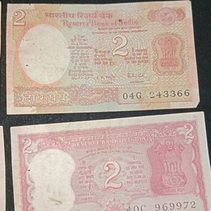 Old Indian Currency- 2rs Notes And 1rs Note(5notes