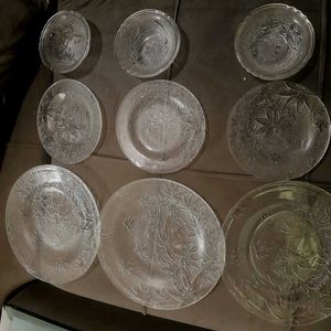 Frosted Glass Dinner Set. 8 Plates + 4 Bowl