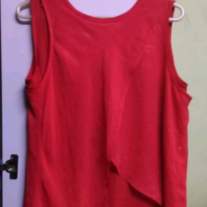 Red Layered Party Chiffon Shimmery Top (XL)