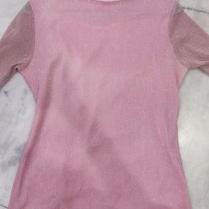 Women Pink Shimmer Casual Top