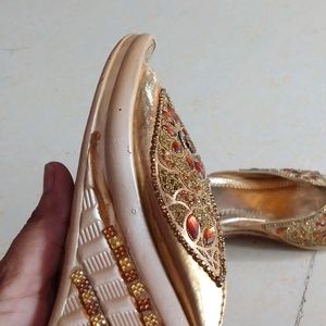 Golden Heels With Diamond Work