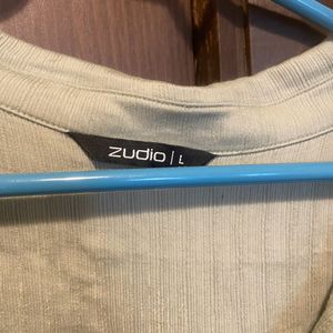 Zudio Light Pista Color Satin Finish Collared Top