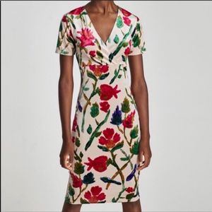 Zara velvet floral bodycon dress