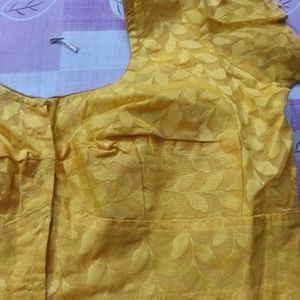 Yellow Color Net Blouse Square Neck New Unused