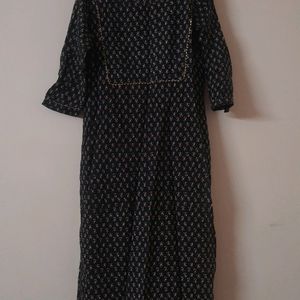 Black Floral Design Kurta