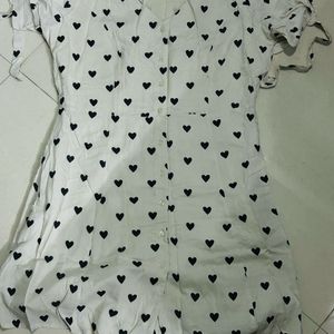 ONLY brand White Dress With Black Hearts