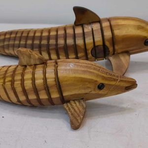 Antique Wooden Fish 1 Pair Showpiece