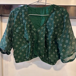 Green Bandhani Saree With Blouse