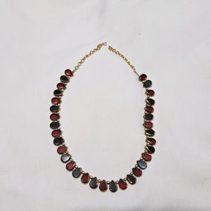 Ruby Red & Silver Plated Choker Necklace Combo