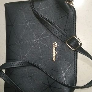 Black Leather Sling Bag