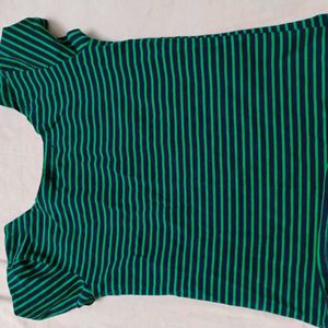 Green T Shirt With Back Stripes