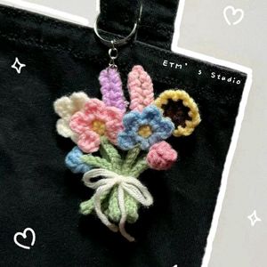 Crochet Flower Bouquet Keychain