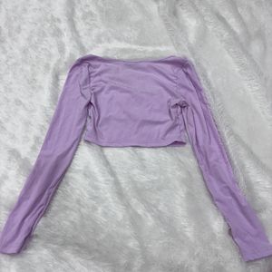 Petite Lavender Cute Crop Top Ruched