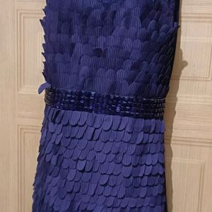 Purple Feather Look Party Wear Dress.