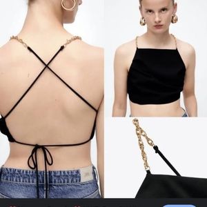 ZARA gold chain backless top