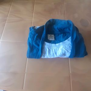 Silver Grey T-shirts With Atrached Blue Coat